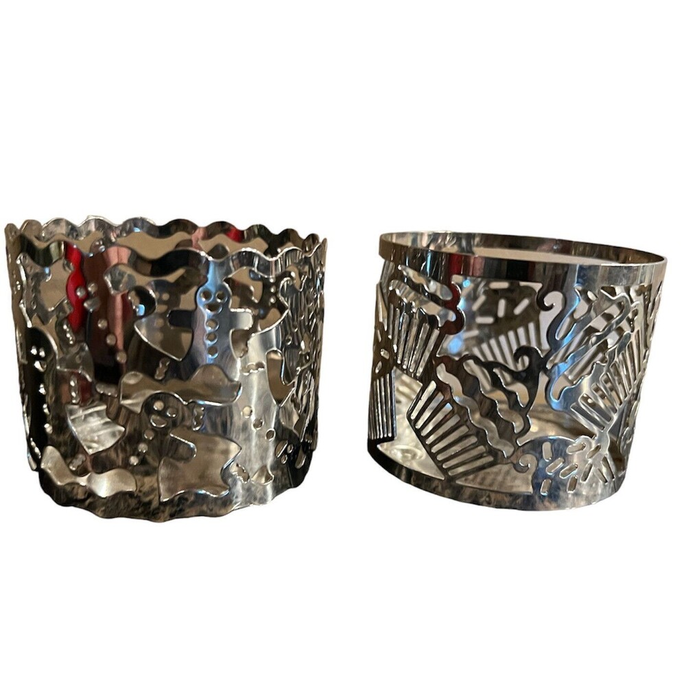 Bath & Body Works Slatkin Silver Candle Holders Set Gingerbread Birthday Cupcake